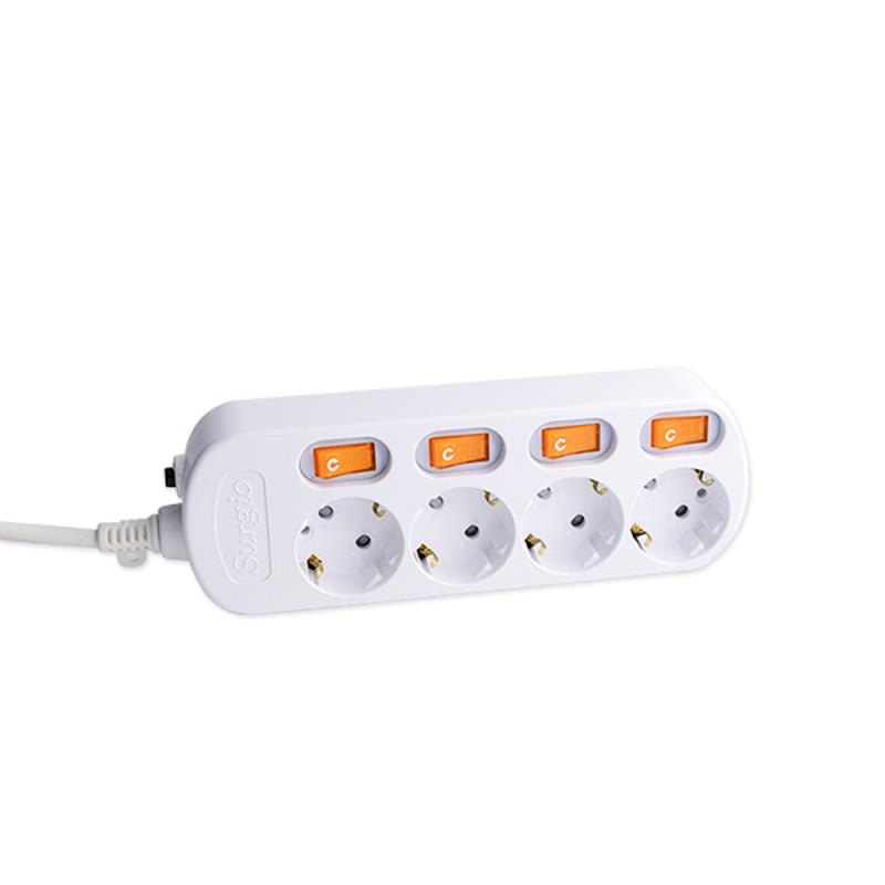 220V-250V 4 Outlets EU Socket مع مفتاح مستقل 220V-250V 4 Outlets EU Socket مع مفتاح مستقل