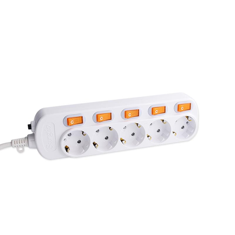 PC Shell 5 Outlets Eu Standard Socket مع مفتاح مستقل PC Shell 5 Outlets Eu Standard Socket مع مفتاح مستقل